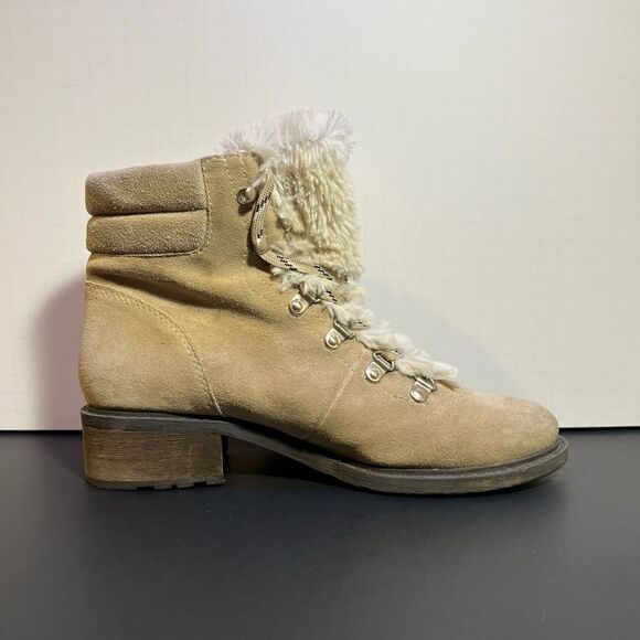 Womens SAM EDELMAN Darrah 2 Tan Suede Lace Up Hiker Snow Boots / Size 8 - Picture 7 of 11